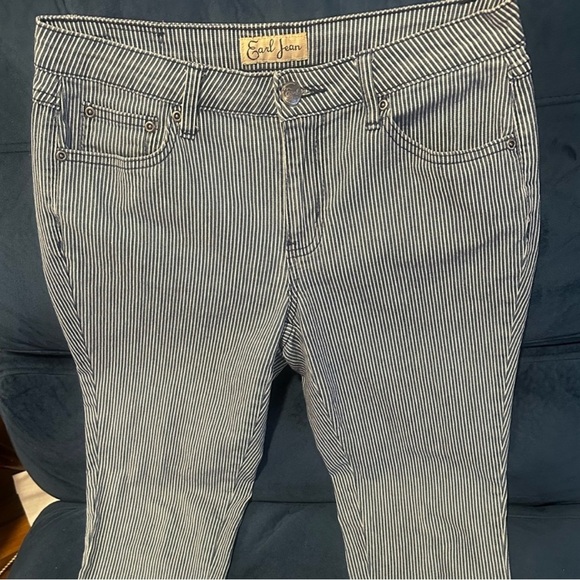 Earl Jeans Navy Pinstripe Skinny Pants | Y2K Nautical Retro Stretch Size 6 - Picture 2 of 7